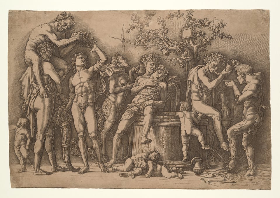 Bacchanal with a Wine Vat, by Andrea Mantegna, Before 1475