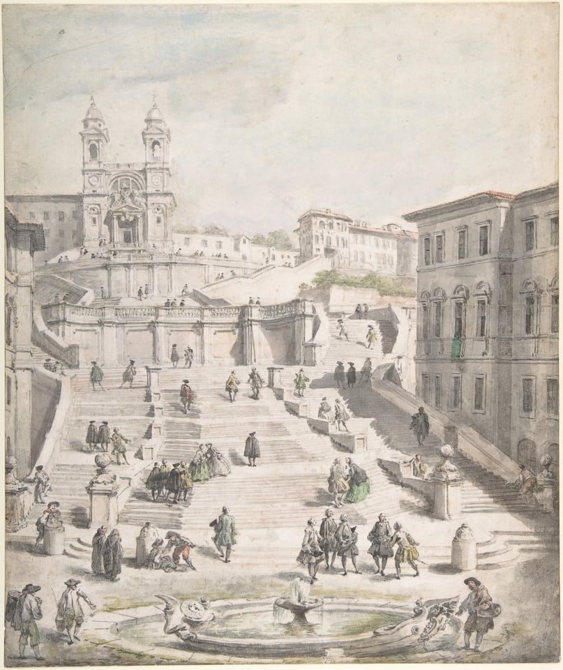 Scalinata della Trinità dei Monti, by Giovanni Paolo Panini, ca. 1756–58
