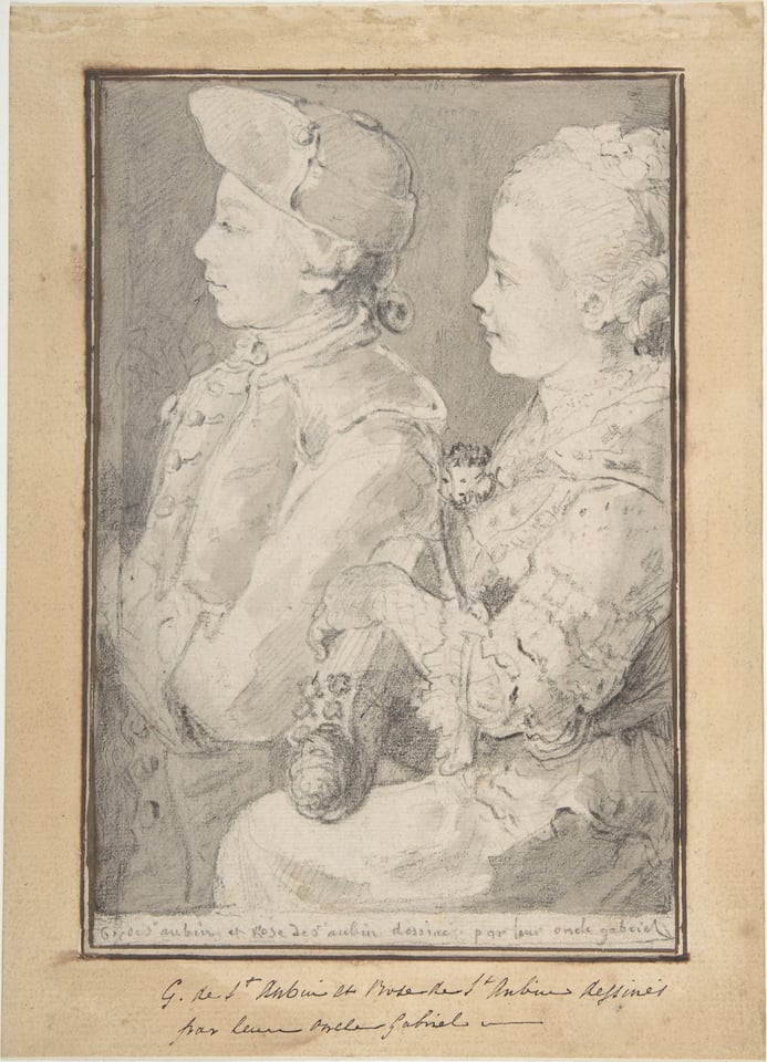Germain-Augustin and Rose de Saint-Aubin, Drawn by Their Uncle, by Gabriel de Saint-Aubin, 1766