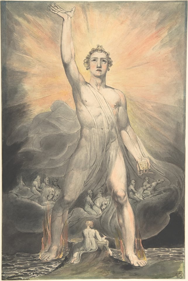 Angel of the Revelation (Book of Revelation, chapter 10), by William Blake, ca. 1803–5