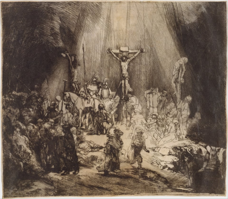 Christ Crucified between the Two Thieves: The Three Crosses, by Rembrandt van Rijn, 1653