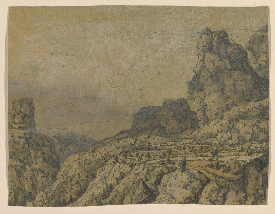 Mountain Valley with a Plateau, by Hercules Segers, ca. 1625–30