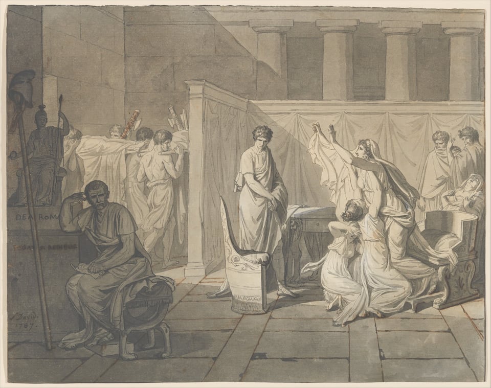The Lictors Bringing Brutus the Bodies of his Sons, by Jacques-Louis David, 1787