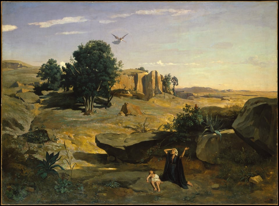 Hagar in the Wilderness, by Jean Baptiste Camille Corot, 1835