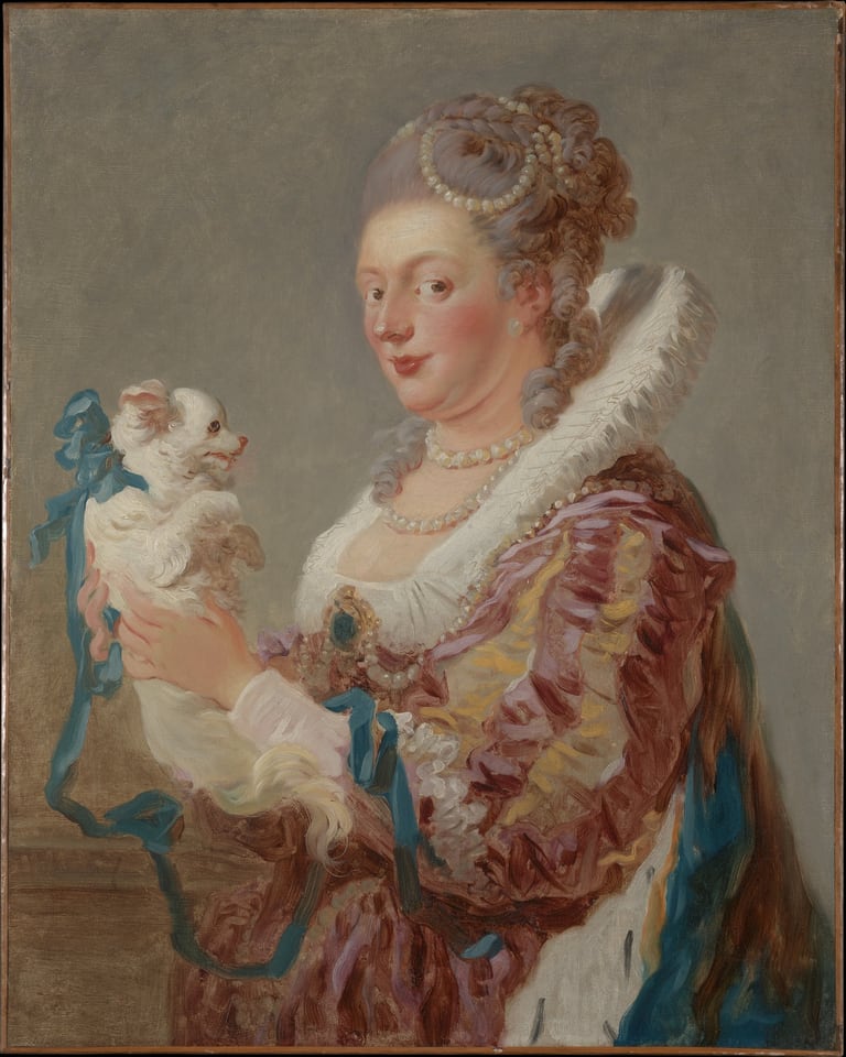 Marie Emilie Coignet de Courson (1716–1806) with a Dog, by Jean Honoré Fragonard, ca. 1769