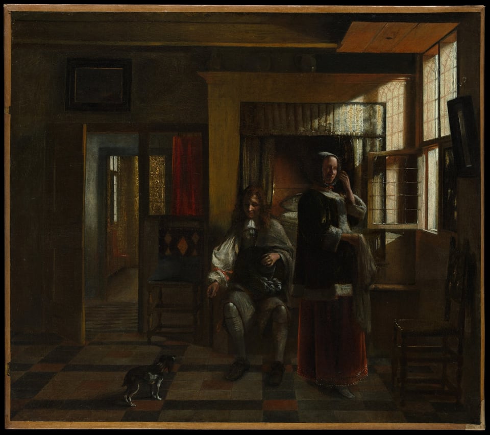 Interior with a Young Couple, by Pieter de Hooch, probably ca. 1662–65
