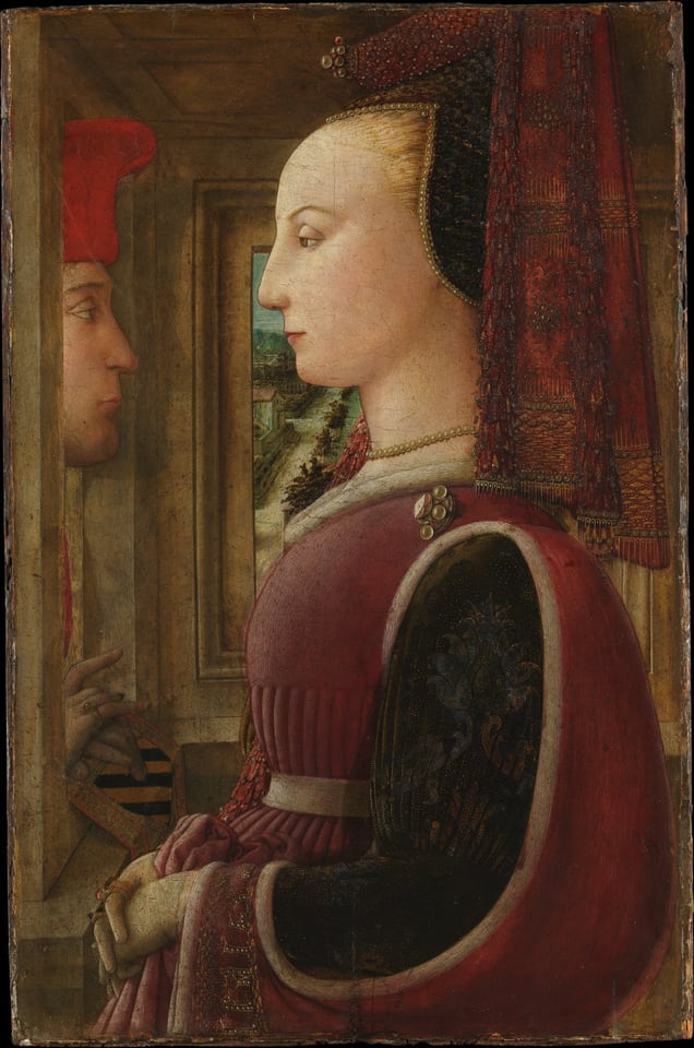Portrait of a Woman with a Man at a Casement, by Fra Filippo Lippi, ca. 1440