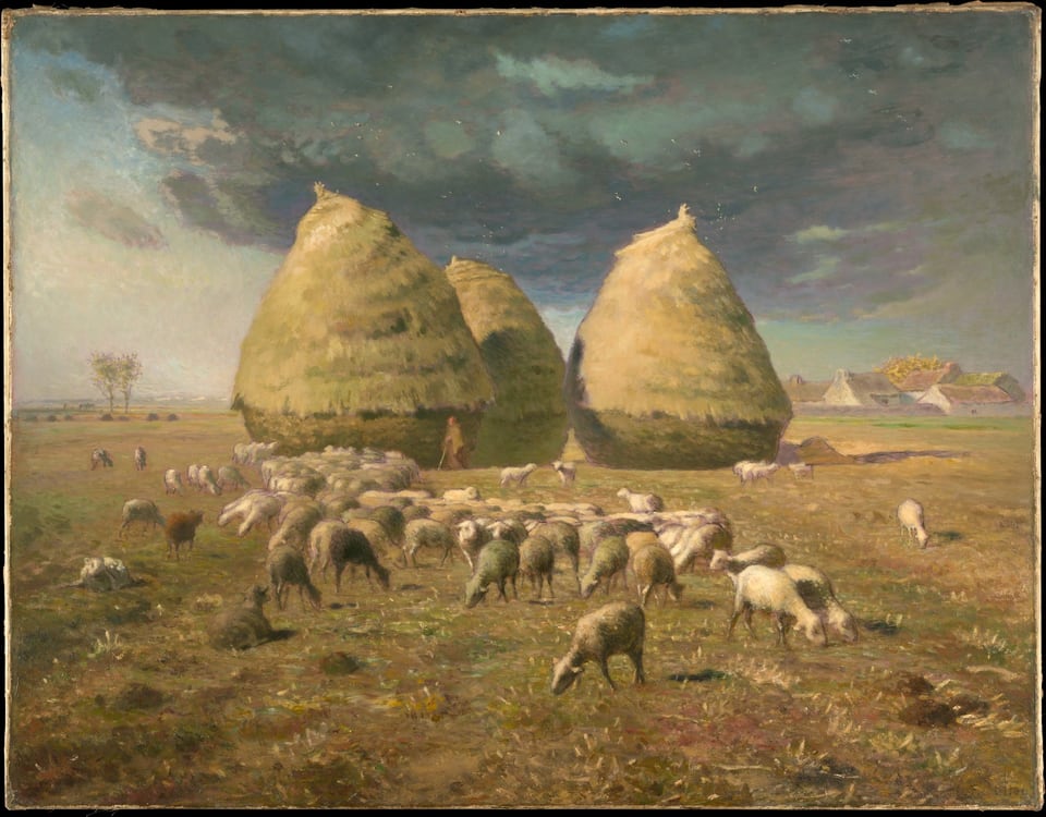 Haystacks: Autumn, by Jean-François Millet, ca. 1874