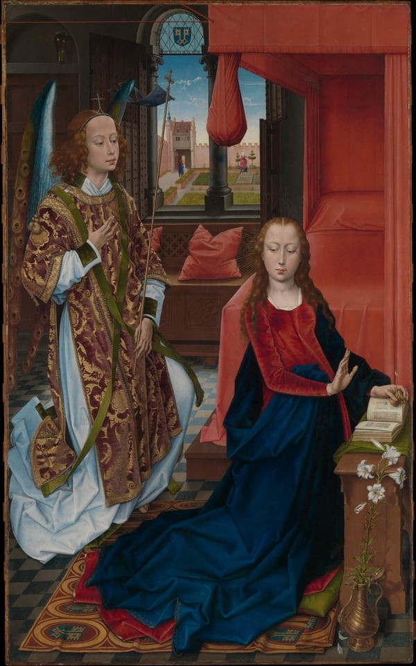 The Annunciation, by Hans Memling, ca. 1465–70