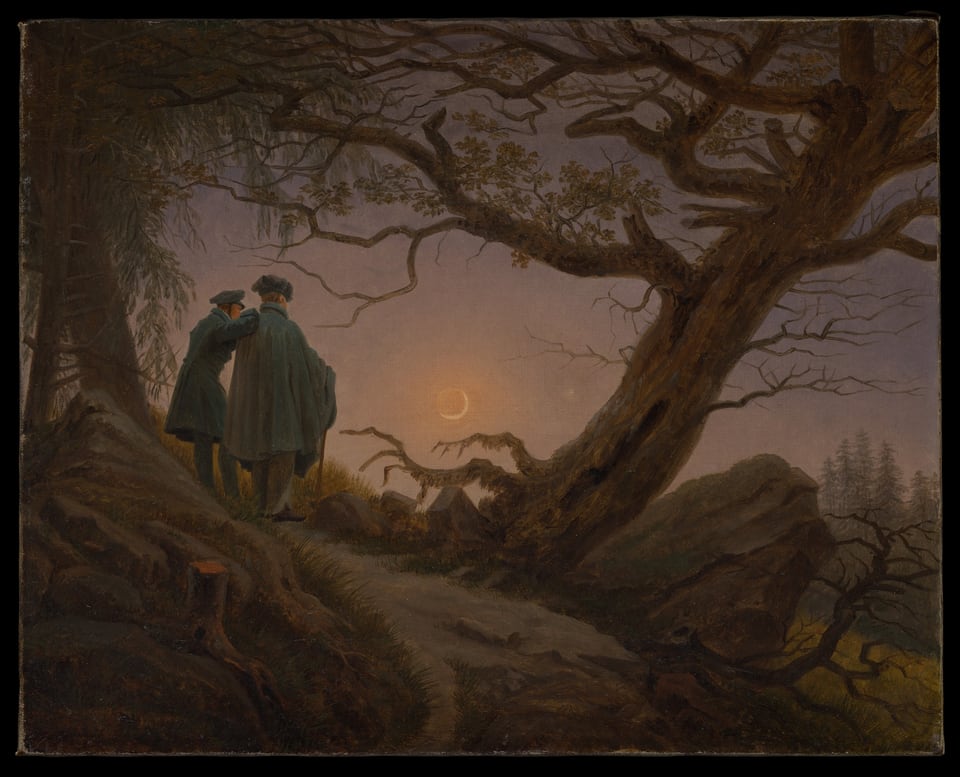 Two Men Contemplating the Moon, by Caspar David Friedrich, ca. 1825–30