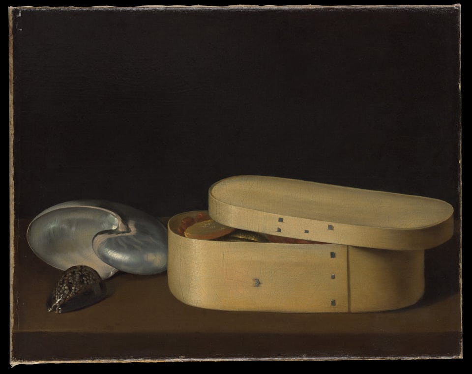 Still Life with Shells and a Chip-Wood Box, by Sebastian Stoskopff, late 1620s