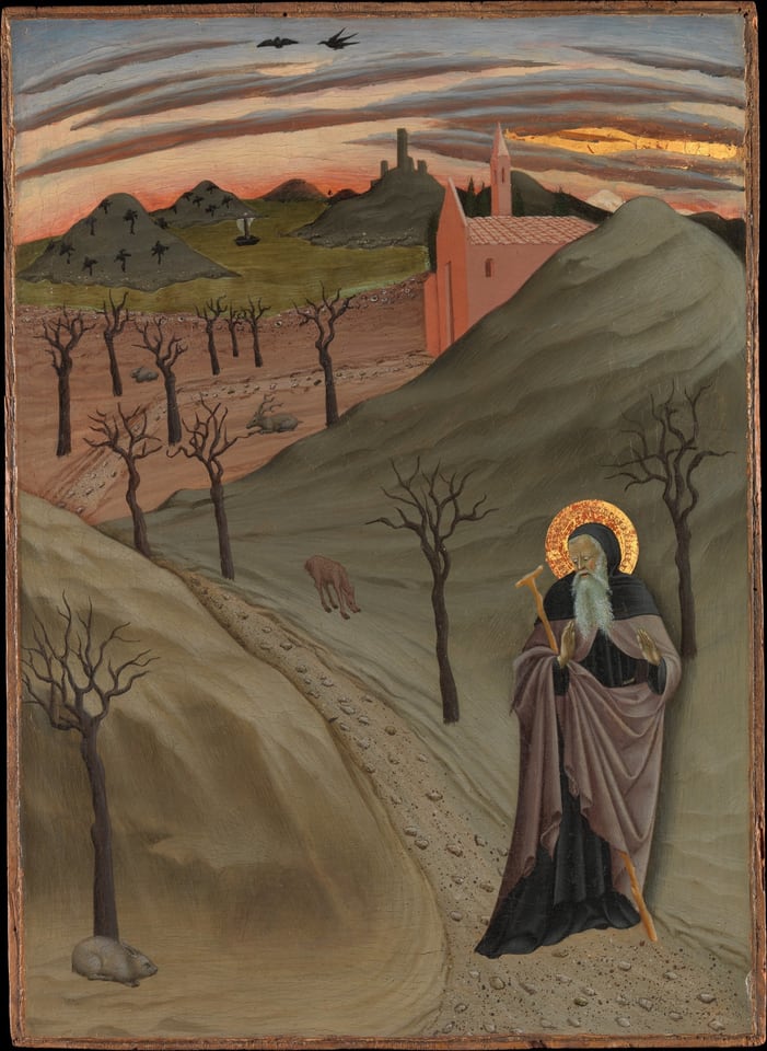 Saint Anthony the Abbot in the Wilderness, by Sano di Pietro (Ansano di Pietro di Mencio), ca. 1440