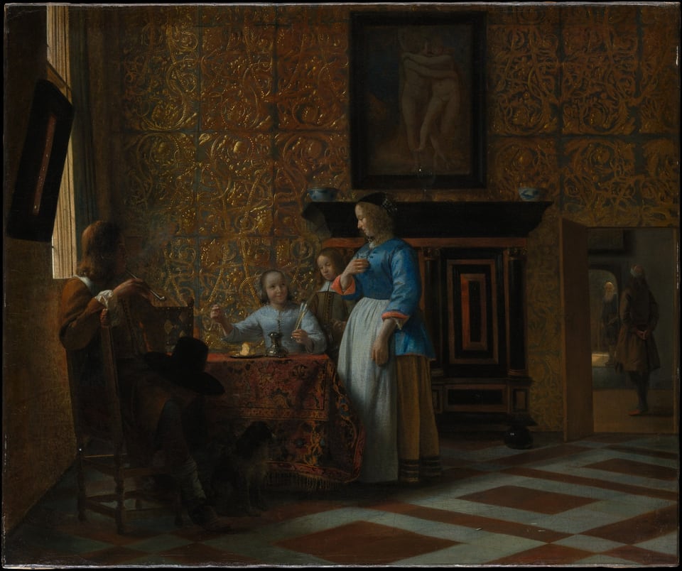 Leisure Time in an Elegant Setting, by Pieter de Hooch, ca. 1663–65