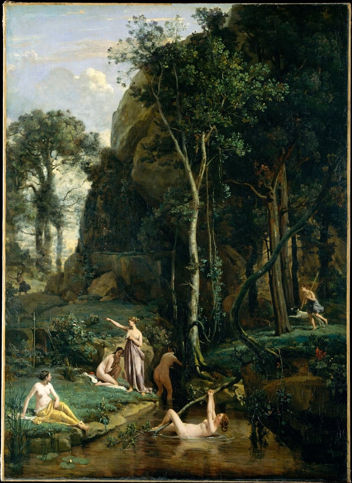 Diana and Actaeon (Diana Surprised in Her Bath), by Jean Baptiste Camille Corot, 1836