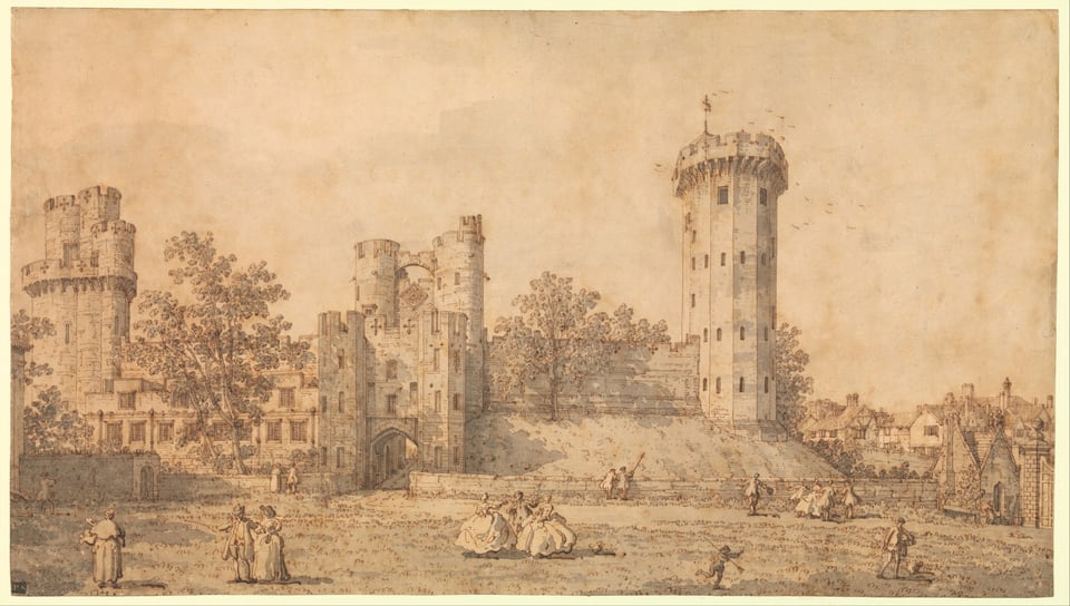 Warwick Castle: The East Front, by Canaletto, 1752