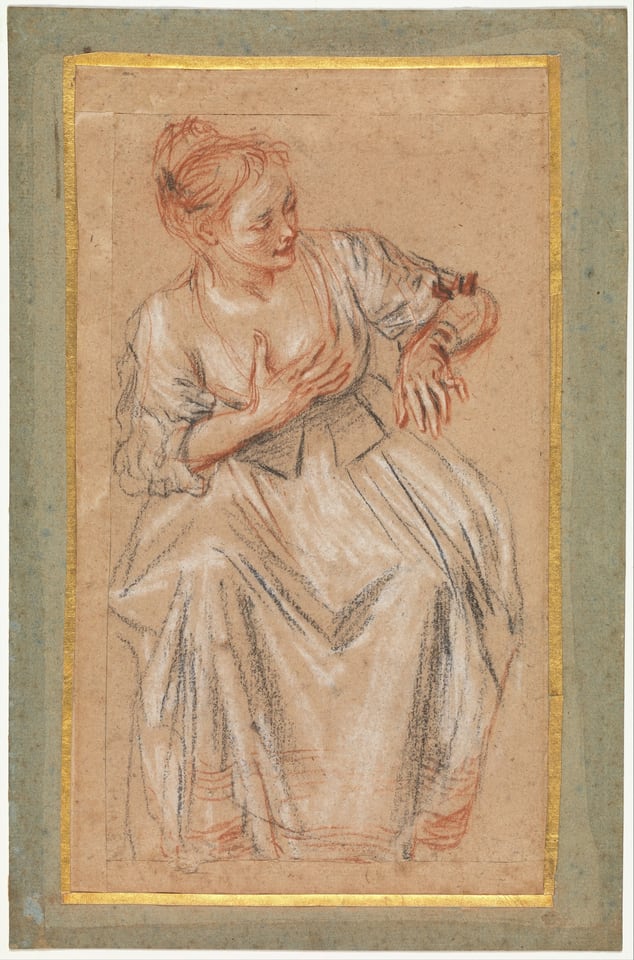 Seated Woman, by Antoine Watteau, 1716–17