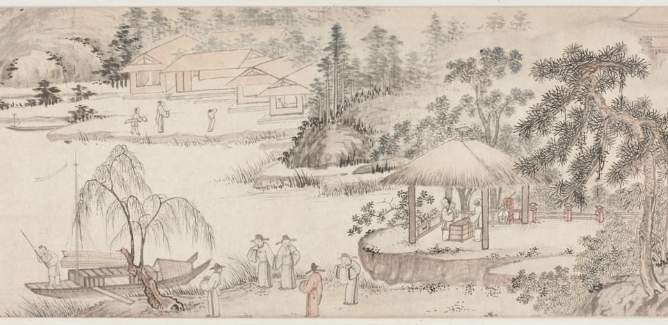 A work made of handscroll; ink and color on paper.
