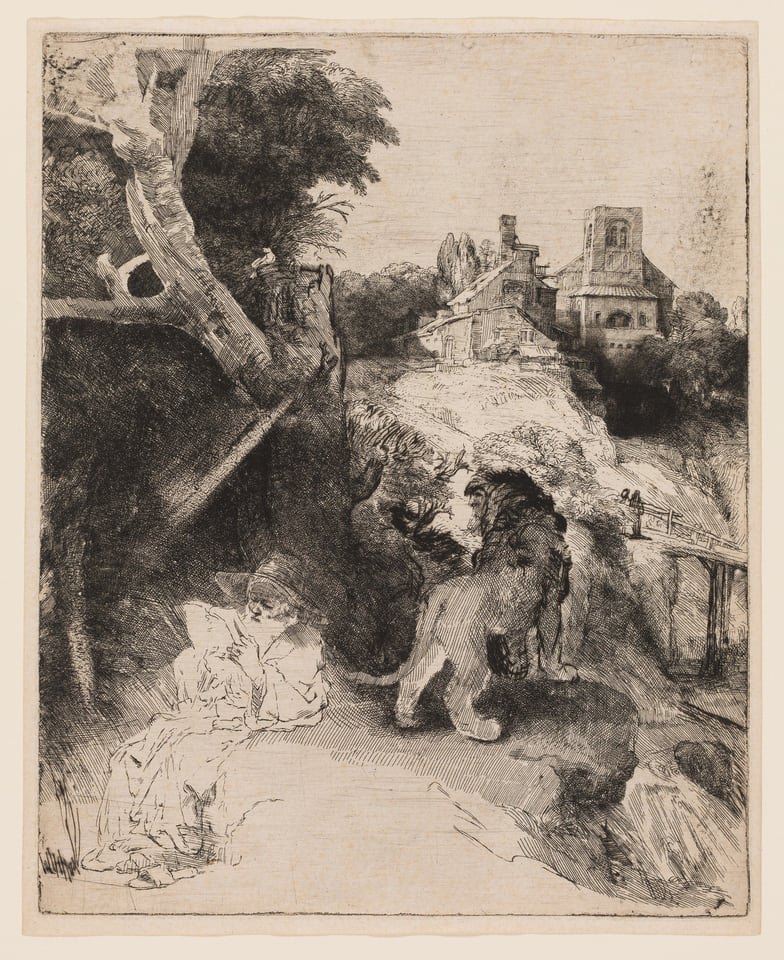 A work made of etching, burin, and drypoint on ivory laid paper.