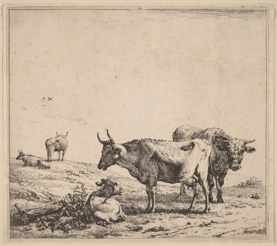 Cow, Bull and Calf, by Karel Dujardin