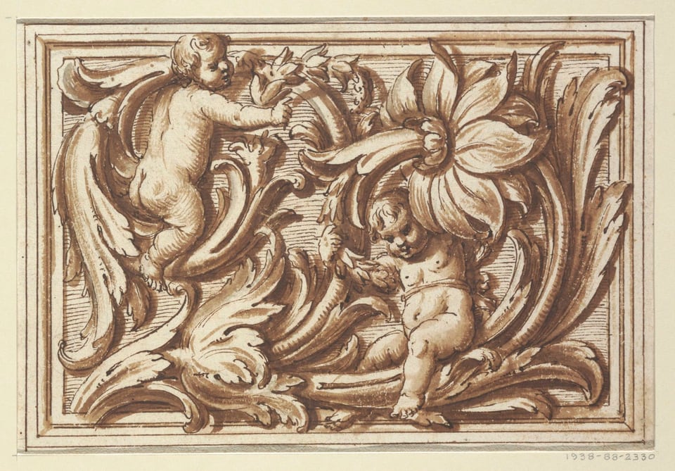 ONE OF A SET OF PROJECTS FOR A TITLE PAGE AND THE DECORATION OF A HORIZONTAL PANEL