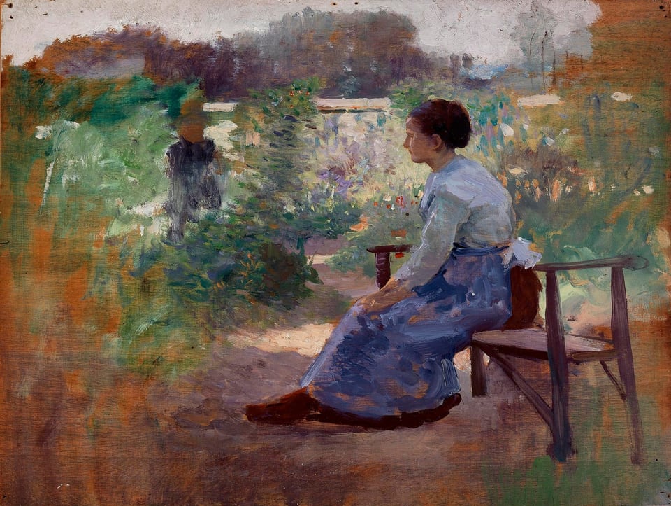 Woman Seated in a Garden, by Eliphalet Fraser Andrews, n.d.
