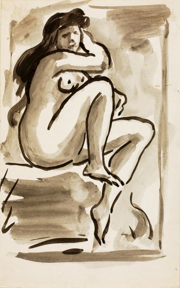 Seated Female Nude, by Carl Newman