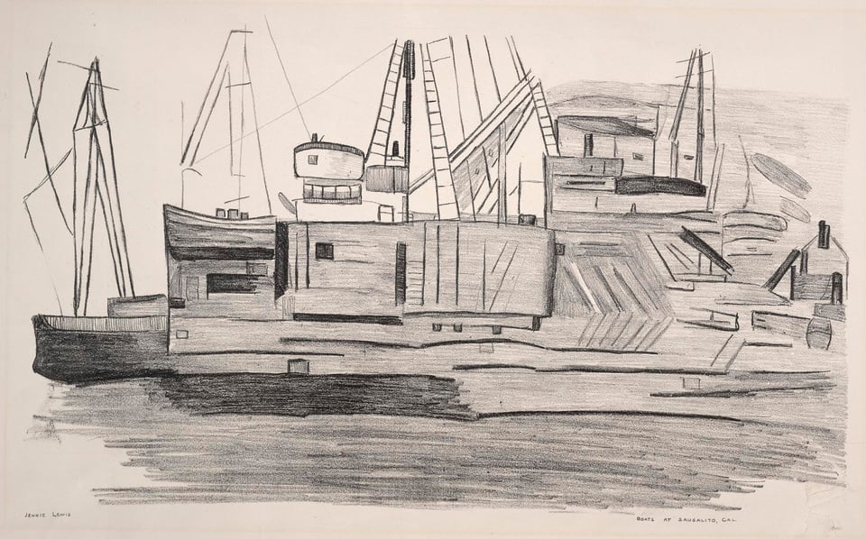 Boats at Sausalito, by Jennie Lewis, n.d.