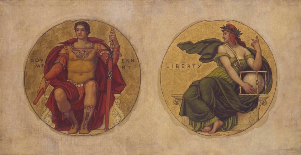 Study for mosaic in the Wisconsin State Capital "Government and Liberty", by Kenyon Cox, ca. 1912