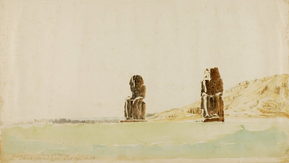 Statues at Memnon, Thebes, by Miner Kilbourne Kellogg, n.d.