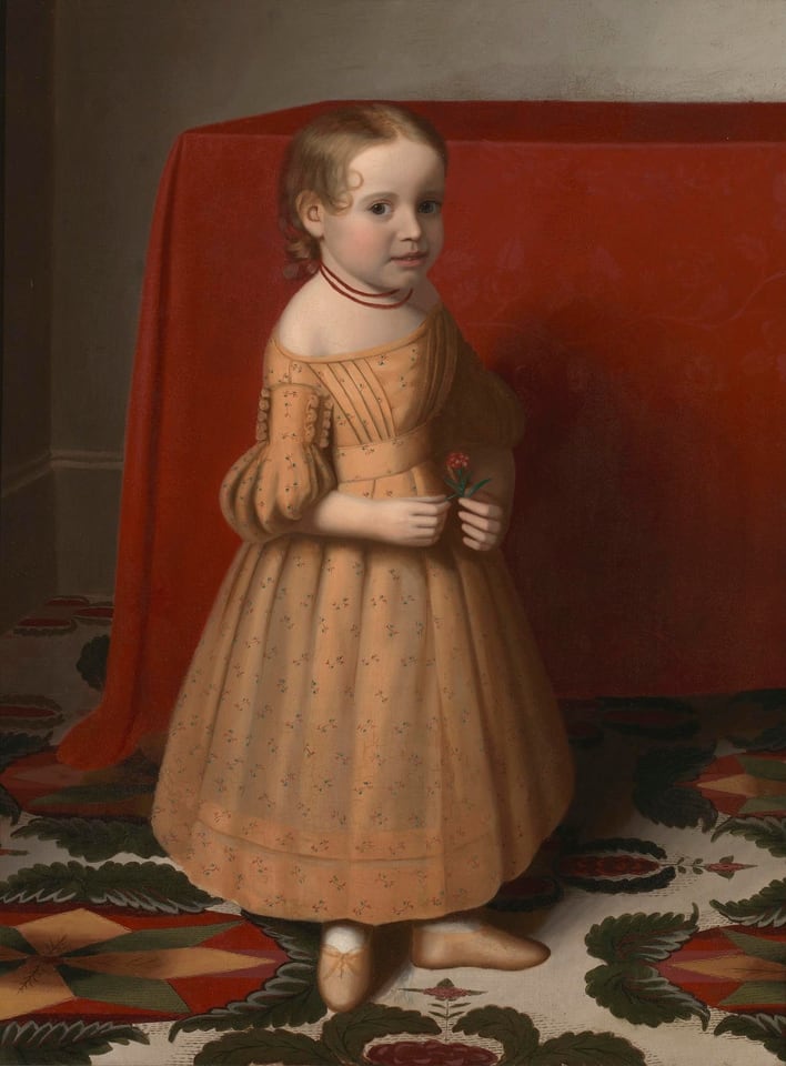 Portrait of a Young Girl with Rose, by Oliver Tarbell Eddy, ca. 1838