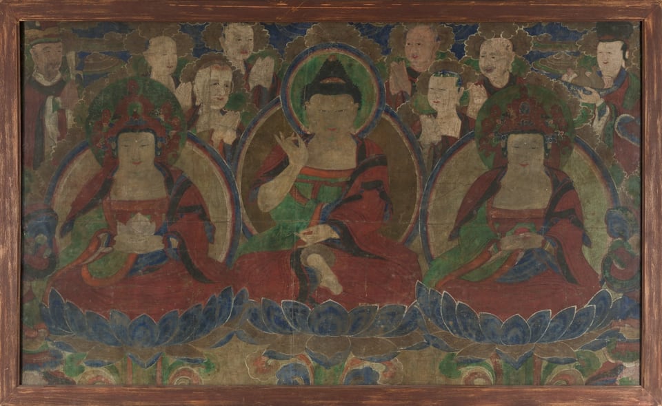 A work made of ink and color on hemp cloth.