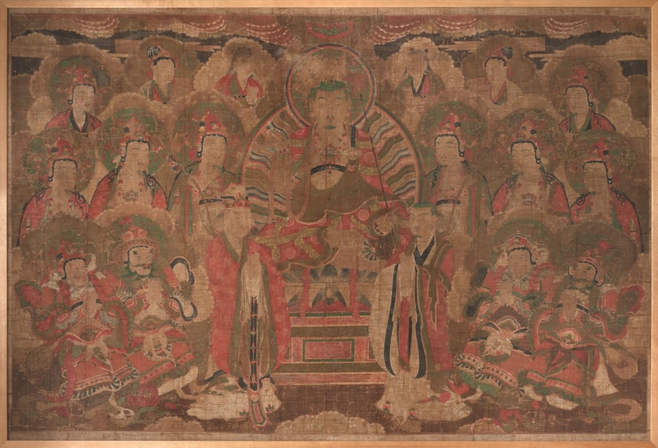 A work made of ink and color on hemp cloth.