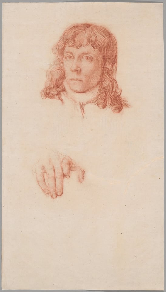 A work made of red chalk on cream laid paper.