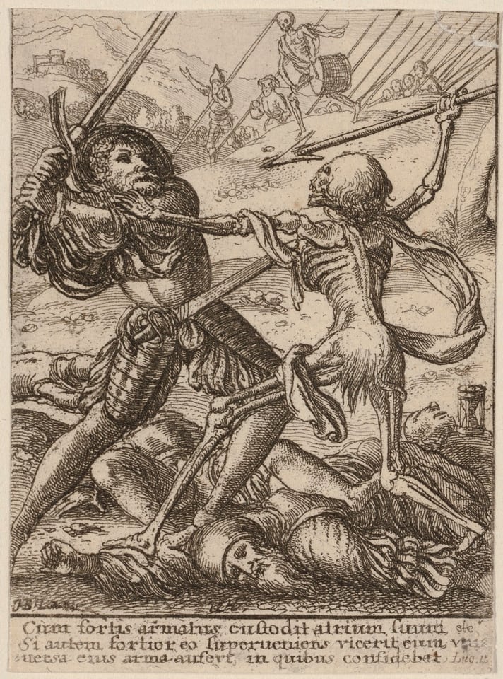 A work made of etching in black on ivory wove paper.