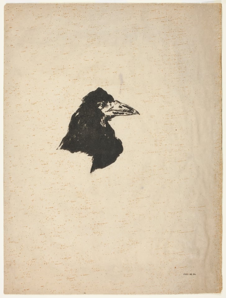 A work made of transfer lithograph in black on tan simili-parchment paper.