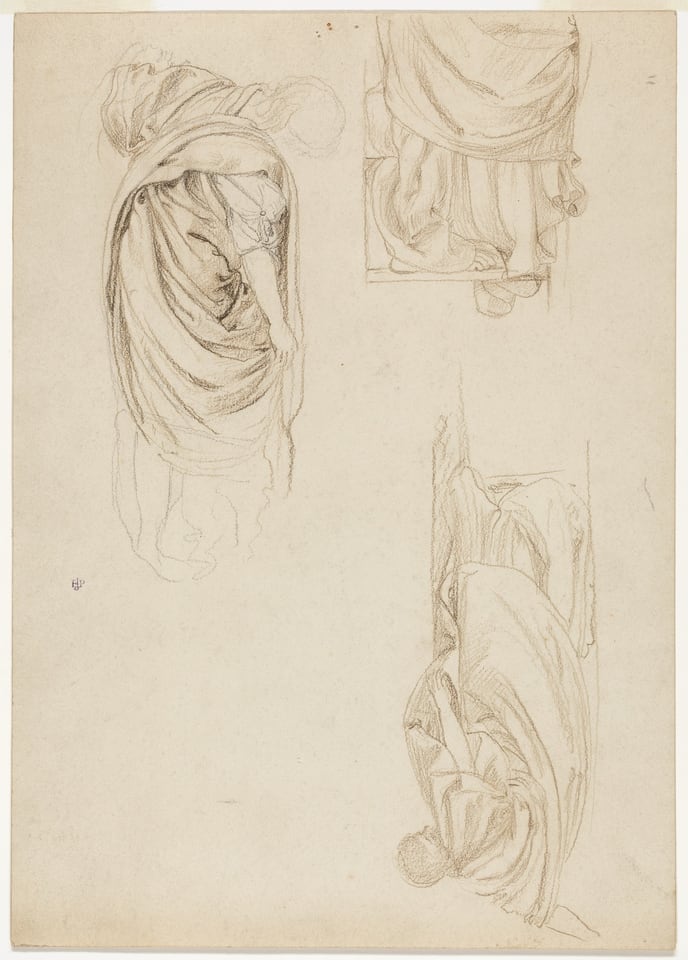 A work made of brown and black chalks on cream wove paper.
