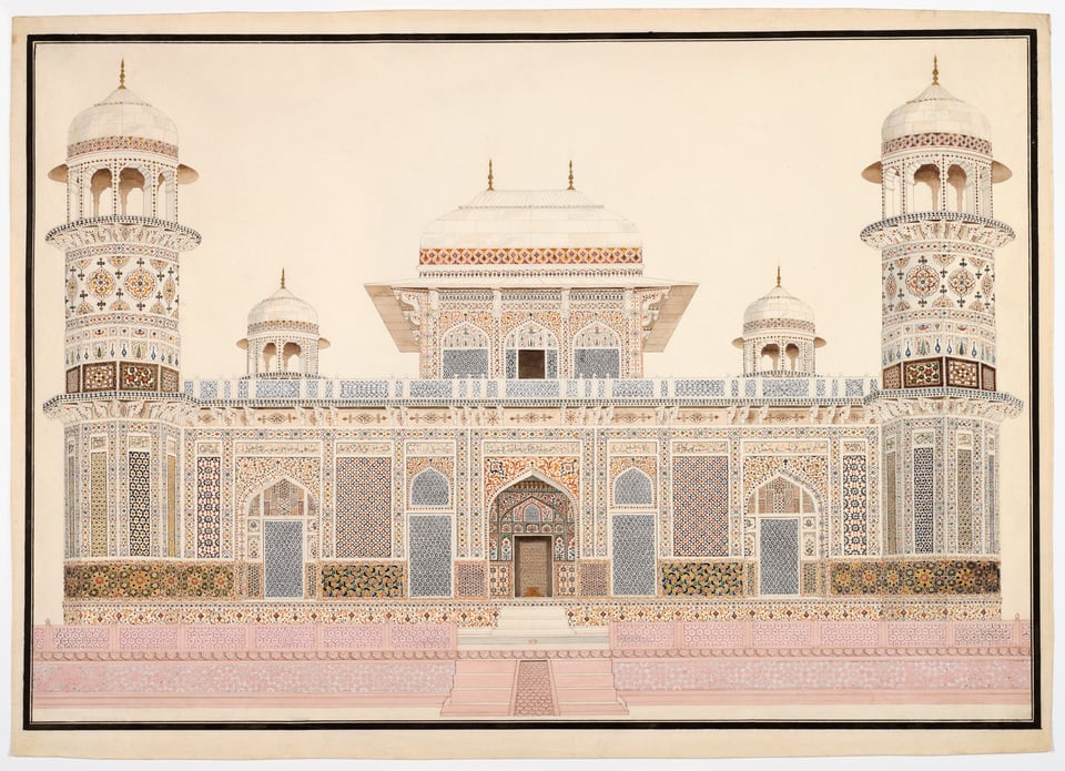 A work made of watercolor on paper watermarked j. whatman with pencil, pen, ink and gold.