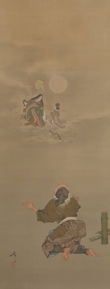 A work made of hanging scroll; ink and colors on silk.