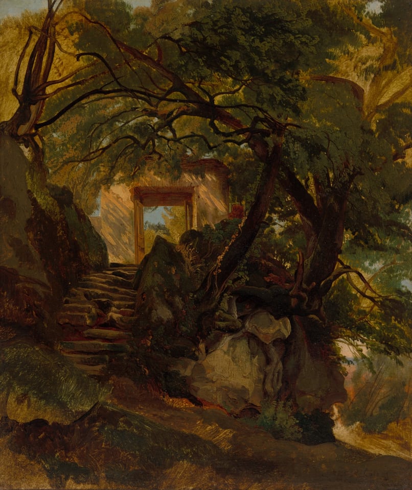 A work made of oil on paper, laid on canvas.