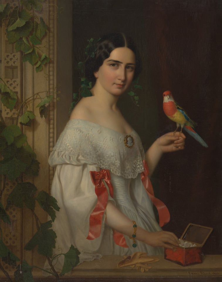 A work made of oil on canvas.