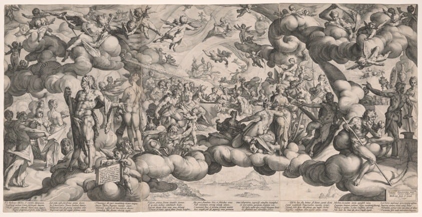 A work made of engraving on three joined sheets of ivory laid paper.
