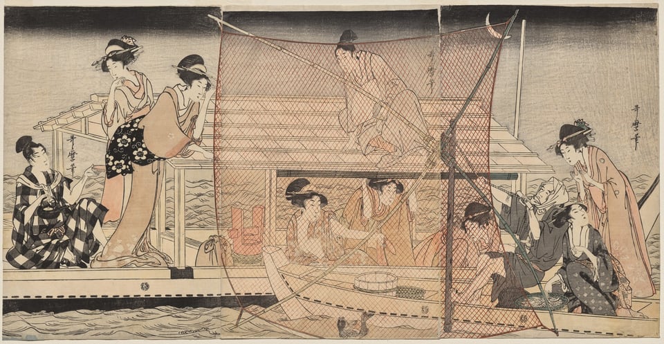 Net Fishing at Night on the Sumida River, by Kitagawa Utamaro, c. 1800