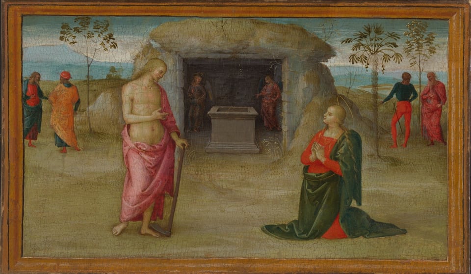 A work made of tempera on panel, transferred to canvas.