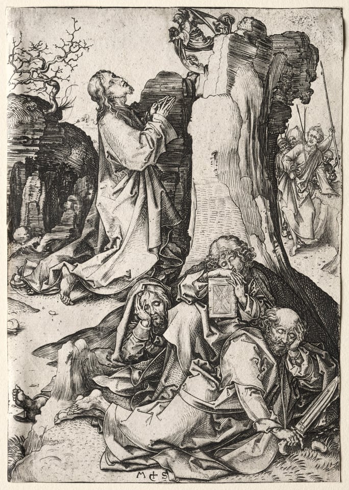 The Passion: The Agony in the Garden, by Martin Schongauer, c. 1480