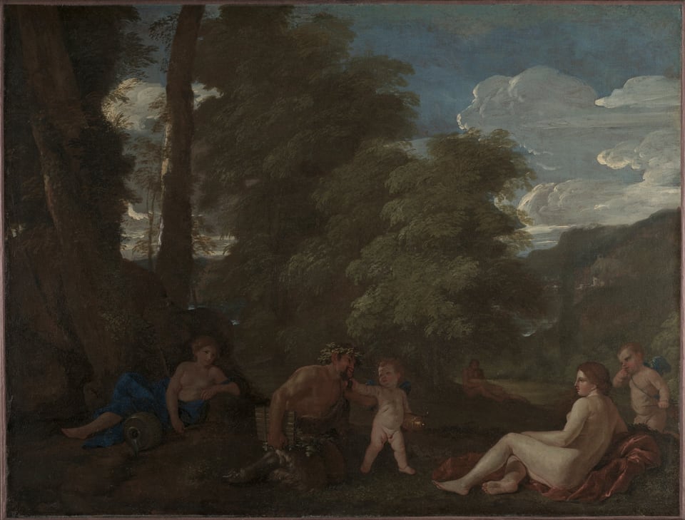 Nymphs and a Satyr (Amor Vincit Omnia), by Nicolas Poussin, c. 1625–27