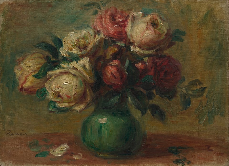 Roses in a Vase, by Pierre-Auguste Renoir, c. 1890