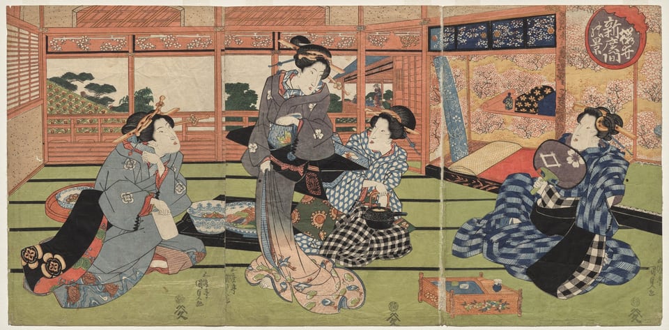 A View of the Large New Room at Sakurai, by Utagawa Kunisada, early or mid 1830s