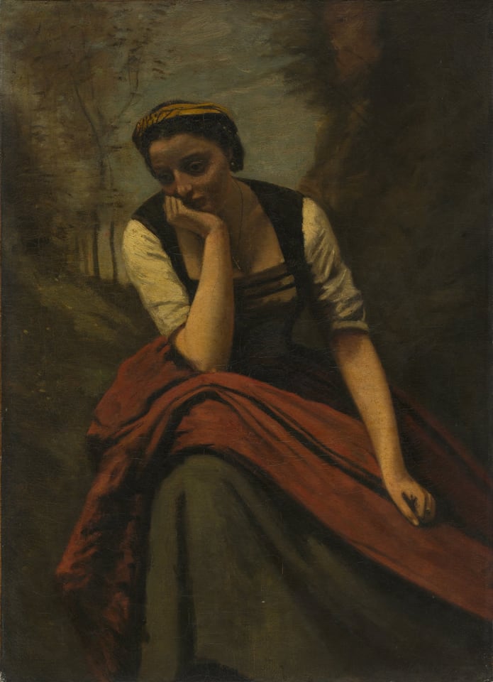 Woman Meditating, by Jean Baptiste Camille Corot, after 1868