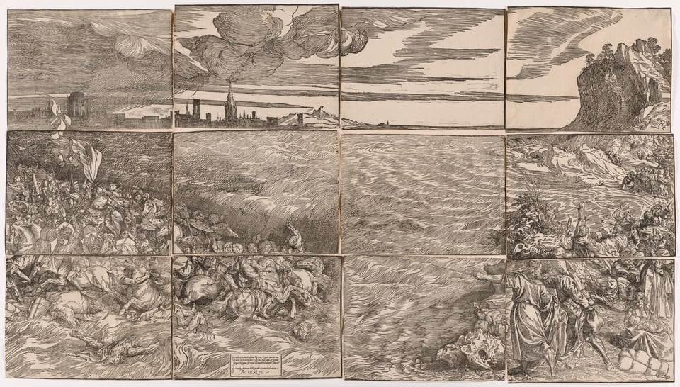 The Submersion of Pharaoh's Army in the Red Sea, by Titian, 1514–15, printed 1549