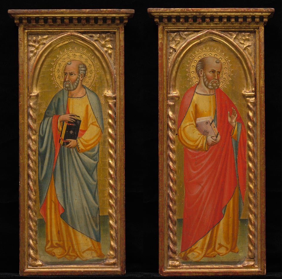 Standing Saint and Saint in Red Cloak (pair), late 19th - early 20th century